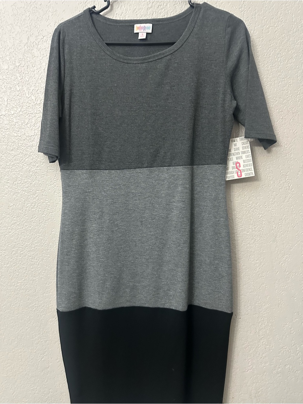 Colorblock Midi Dress in Dark Gray, Light Gray & Black